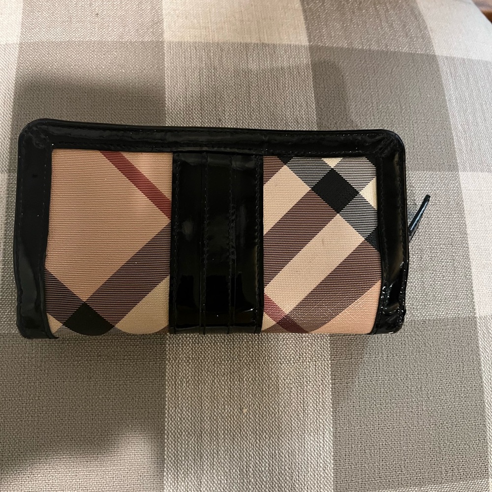 Burberry Nova Check and patent  checkbook size wallet.